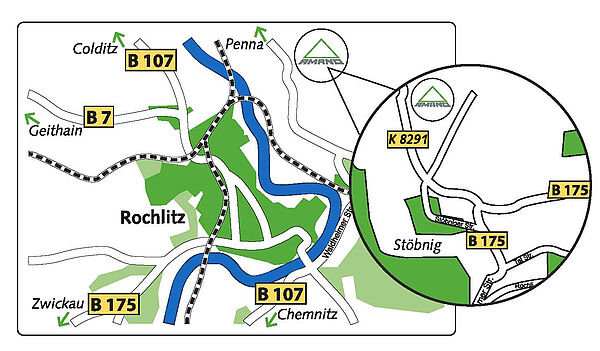 Anfahrt Amand Umwelttechnik Rochlitz