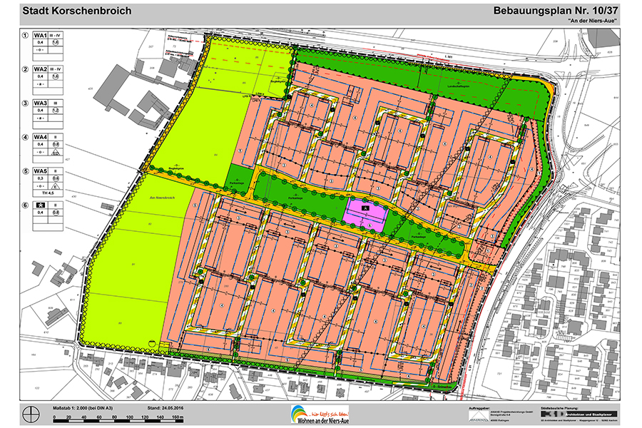 Bebauungsplanentwurf für das neue Wohngebiet An der Niers-Aue