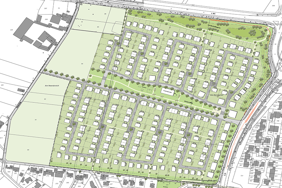 Plan des Städtebaulichen Konzeptes für das Baugebiet Korschenbroich-West