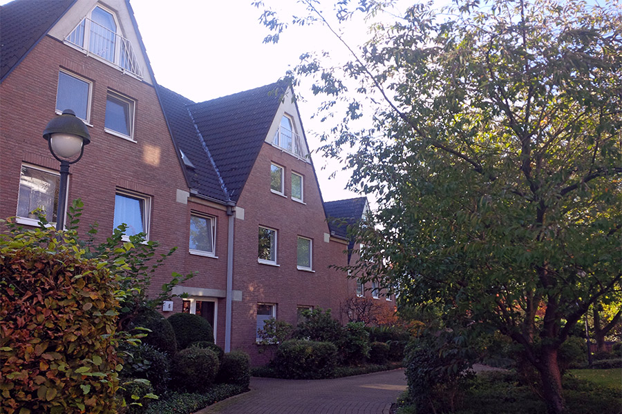 Blick auf die Mietshäuser in der Fliednerstraße in Düsseldorf Kaiserswerth